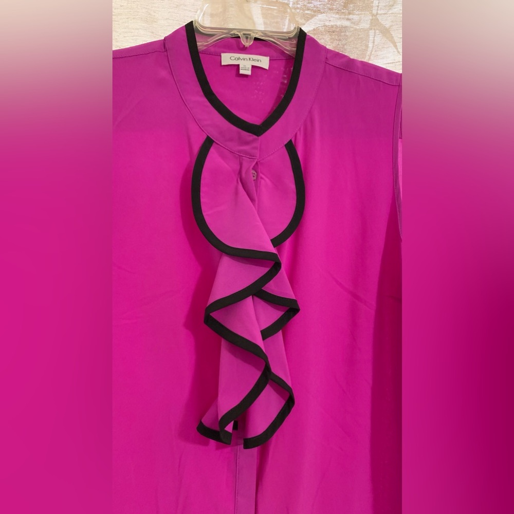 Calvin Klein sleeveless blouse with ruffles